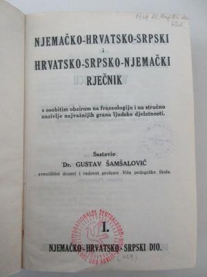 14 Q 48&lt;a&gt;-1 : Njemačko-hrvatsko-srpski dio (1929)