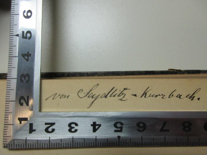 - (Seydlitz-Kurzbach), Von Hand: Autogramm; 'von Seydlitz-Kurzbach.'. ;15 B 133-1 : Text (1876)