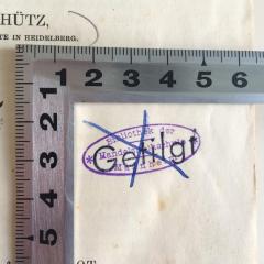 - (Handelshochschule Mannheim), Stempel: Ortsangabe, Name; 'Bibliothek der Handelshochschule Mannheim'. 