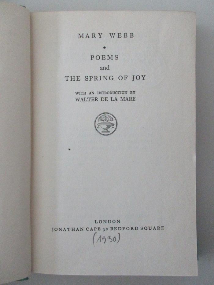 14 M 860&lt;*1930&gt; : Poems and The spring of joy (1930)
