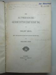 15 C 467 : Die altfriesische Gerichtsverfassung : mit sprachwissenschaftlichen Beiträgen (1894)