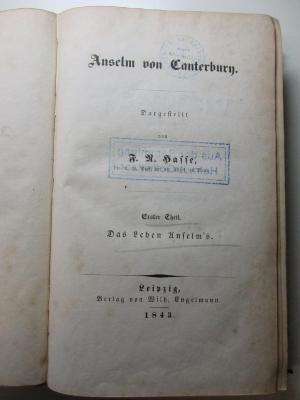15 B 9<a>-1 : Das Leben Anselm's (1843)</a>