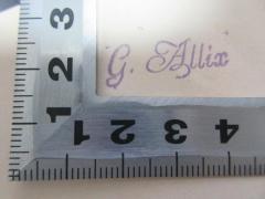 - (Allix, G.), Stempel: Name; 'G. Allix'. 