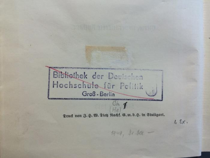 Sp 38 (ausgeschieden) : Die Lessing-Legende. Zur Geschichte und Kritik des preußischen Despotismus und der klassischen Literatur. (1913);- (Ortl, [?]), Von Hand: Name, Datum; '1949, Dr. Ortl'. 