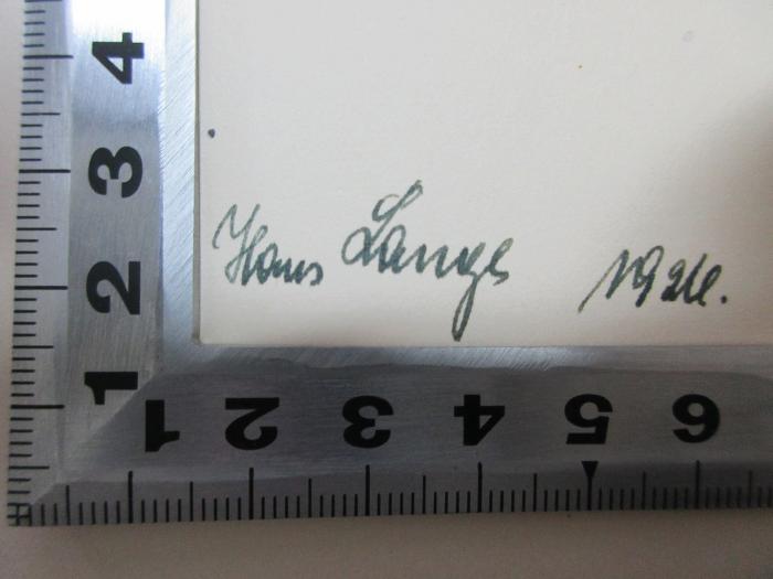 15 F 405 : Die Burg von Athen (1922);- (Lange, Hans), Von Hand: Autogramm, Datum; 'Hans Lange 192[?]'. 