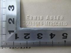 - (Auler, Erwin), Prägung: Name, Ortsangabe; 'Erwin Auler
Solingen-Merscheid'. 