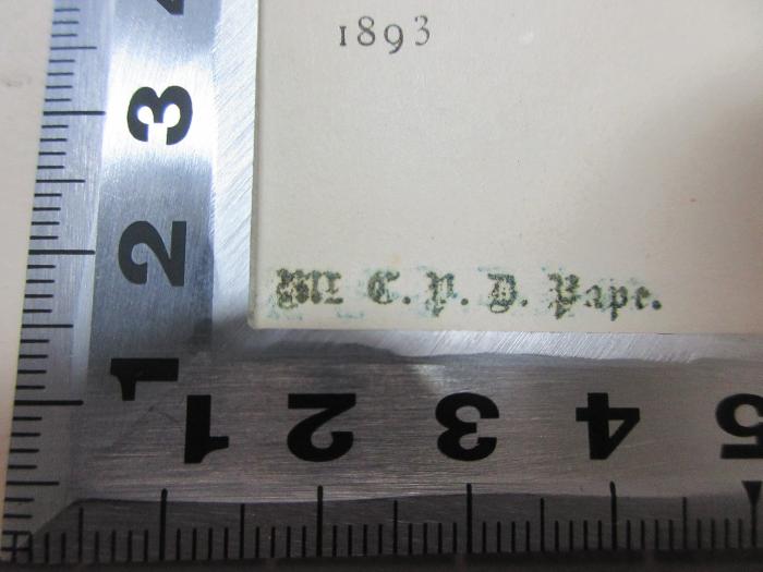 - (Pape, [?]), Stempel: Name, Initiale; '[?] Pape.'. ;15 G 690 : Montaigne : l'homme et l'oeuvre. 2 planches hors texte et 80 gravures dans le texte (1893)