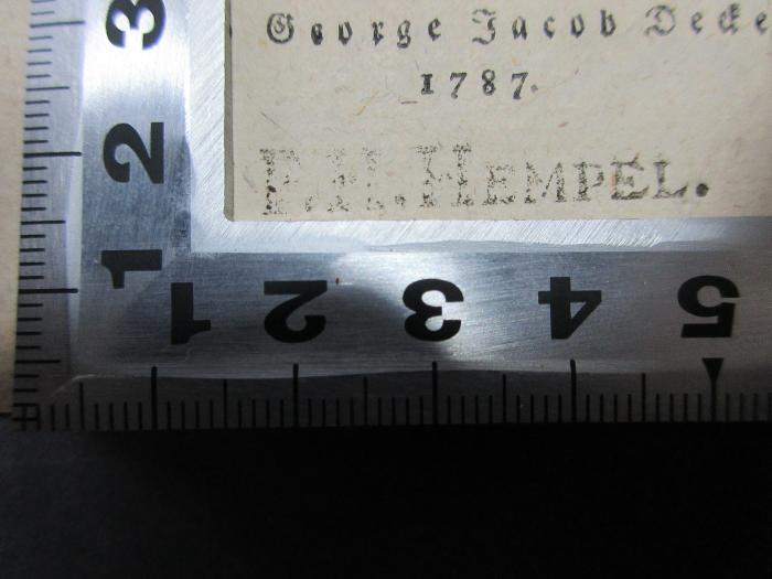 - (Hempel, E. H.), Stempel: Initiale, Name; 'E. H. Hempel.'. ;15 L 135 : Der Mönch vom Carmel : Ein dramatisches Gedicht in fünf Aufzügen. Auf der Mannheimer Bühne des 10ten September 1786 zum erstenmale aufgeführt (1787)