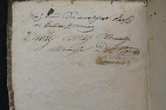 - (Bondy, David), Von Hand: Name, Widmung; 'in Brün Sie unverseh[...] daß
ich K[reise?] 2 M[ouny?]
2 [Mthe] [... Mourthe?] 
David Bondy
[Sohn]
'. 