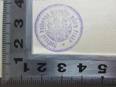 - (Knihovna Hlavna Mesta Prahy), Stempel: Name, Abbildung; 'Ustedni Knihovna Hlavniho Mesta Prahy

Zentral Bibliothek der Hauptstadt Prag'. 