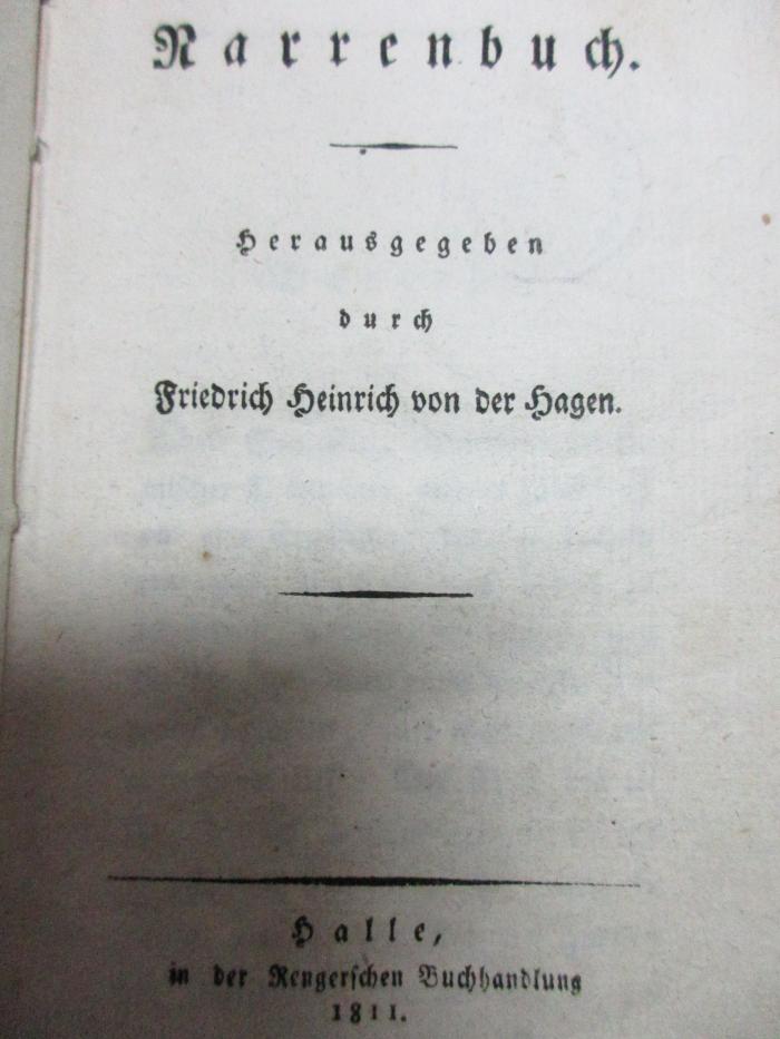 15 L 14 : Narrenbuch (1811)