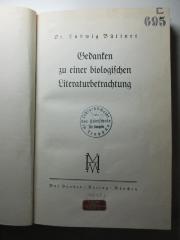 18 L 136 : Gedanken zu einer biologischen Literaturbetrachtung (1939)