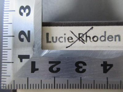 - (Rhoden, Lucie), Stempel: Name; 'Lucie Rhoden'. ;18 L 35 : Der Papst aus dem Ghetto : die Legende des Geschlechtes Pier Leone : Roman (1930)