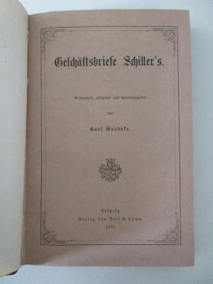 18 L 33 : Geschäftsbriefe Schiller's (1875)