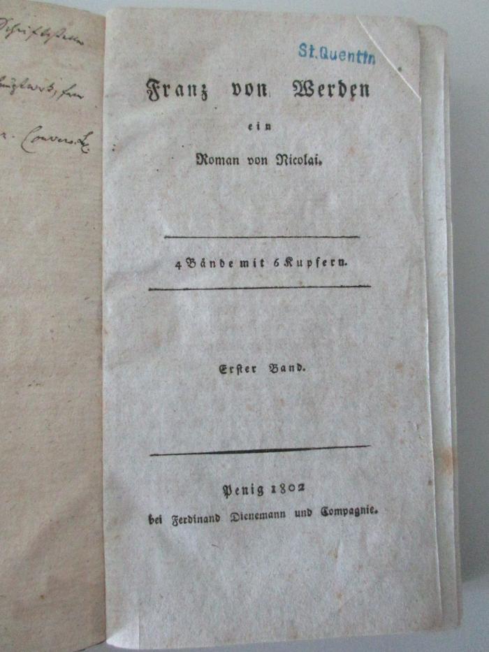 18 L 65-1 : Franz von Werden, ein Roman (1802)