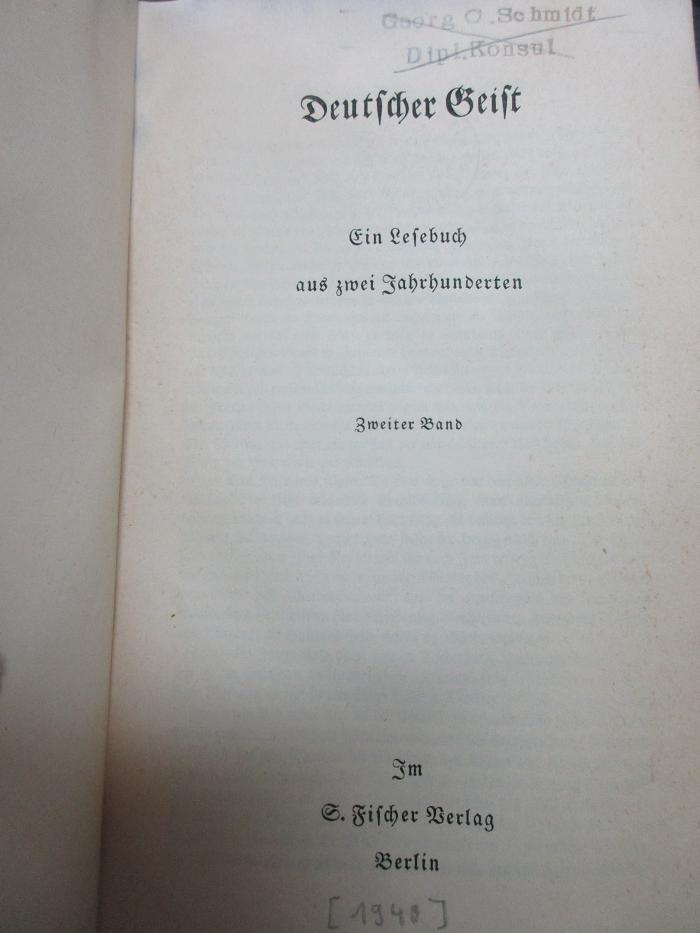 1 L 216-2 : Deutscher Geist : ein Lesebuch aus zwei Jahrhunderten (1940)