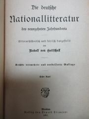 18 L 425&lt;6&gt;-1 : Die deutsche Nationallitteratur des neunzehnten Jahrhunderts : litterarhistorisch und kritisch dargestellt (1891)