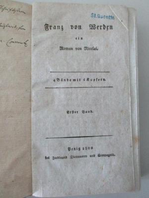 18 L 65-1 : Franz von Werden, ein Roman (1802)