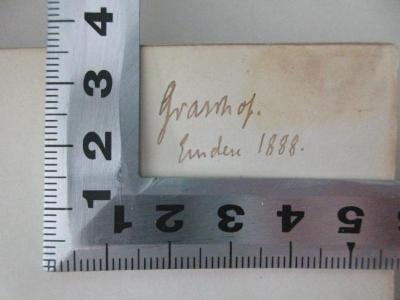 - (Grasshof), Von Hand: Autogramm, Ortsangabe, Datum; 'Grasshof.
Emden 1888.'. ;18 L 33 : Geschäftsbriefe Schiller's (1875)