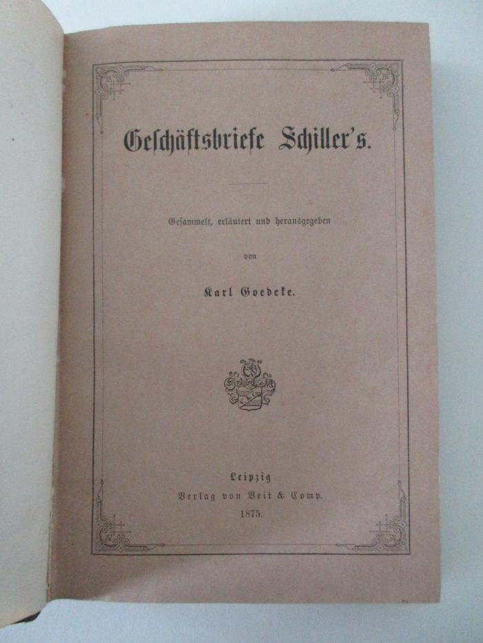 18 L 33 : Geschäftsbriefe Schiller's (1875)
