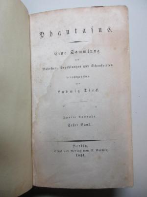 1 L 261&lt;2&gt;-1/3 : Phantasus : eine Sammlung von Märchen, Erzählungen und Schauspielen (1844)