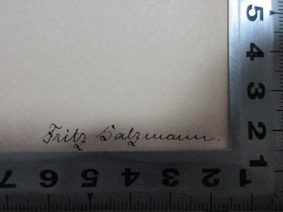 1 T 34-2 : Wissenschaftliche Abhandlungen. Bd. 2 (1883);- (Salzmann, Fritz), Von Hand: Autogramm; 'Fritz Salzmann.'. 