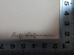 - (Salzmann, Fritz), Von Hand: Autogramm; 'Fritz Salzmann.'. 