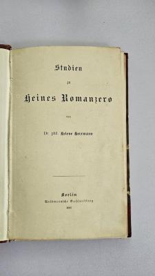 Ph 2165 : Studien zu Heines Romanzero (1906)