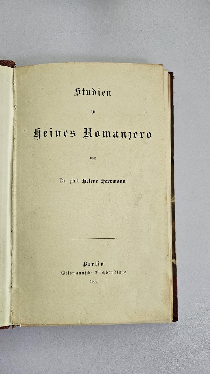 Ph 2165 : Studien zu Heines Romanzero (1906)