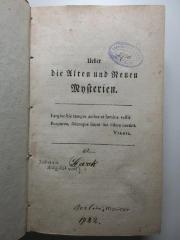 10 B 249 : Über die alten und neuen Mysterien (1782)