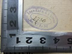 - (Loge Karl z. d. 3 Ulmen), Stempel: Name, Ortsangabe; 'Loge Karl z. d. 3 Ulmen
2730[handschriftlich]
in Ulm'. 