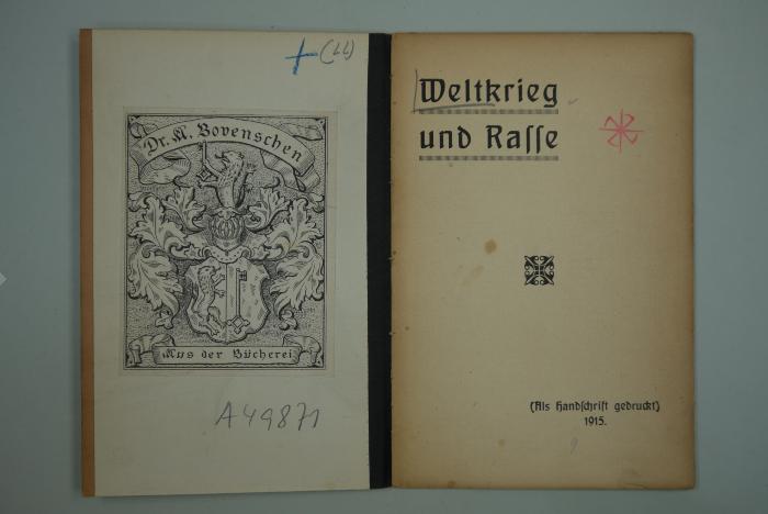-, Von Hand: Zeichen, Signatur, Annotation; 'A 49871'