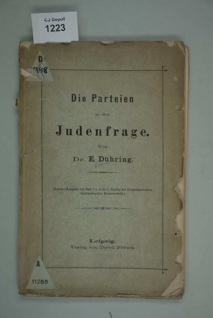  Die Parteien in der Judenfrage. (1881)