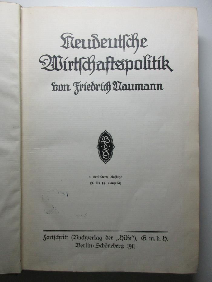 2 D 90&lt;3&gt; : Neudeutsche Wirtschaftspolitik (1911)