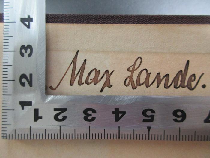 6 S 22-1 : Leber- und Torfmoose (1903);- (Lande, Max), Von Hand: Autogramm; 'Max Lande.'. 