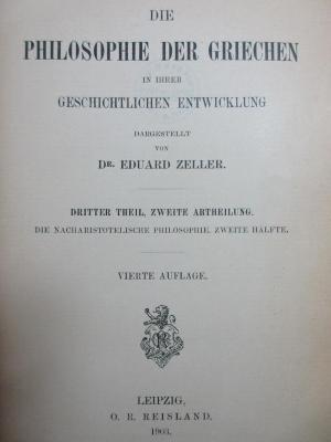 4 G 35&lt;4&gt;-3,2 : Die nacharistotelische Philosophie  (1903)