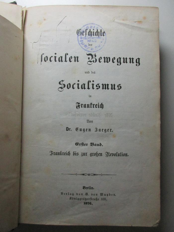 4 D 74-1 : Frankreich bis zur großen Revolution (1876)