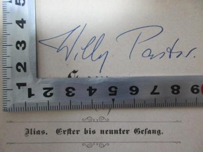 - (Pastor, Willy), Von Hand: Autogramm; 'Willy Pastor.'. ;17 K 267-1 : Erster bis neunter Gesang (1890)