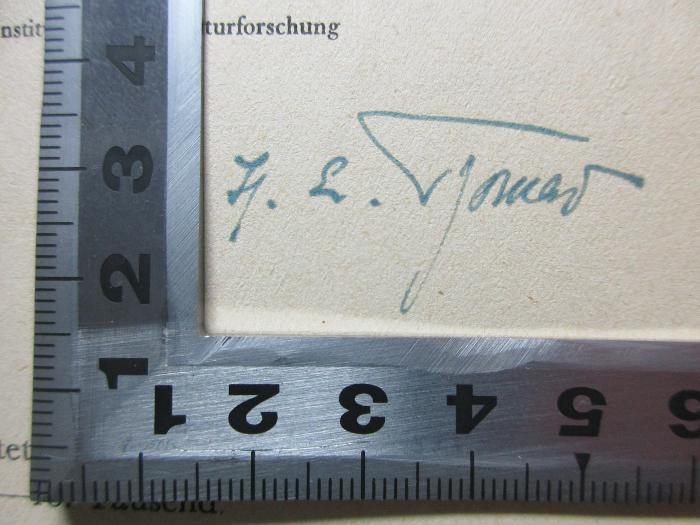 G46 / 1187, Von Hand: Autogramm; '[H]. L.[?] T[?]oner';2 D 416 : Narrenspiegel der Statistik : die Umrisse eines statistischen Weltbildes (1935)