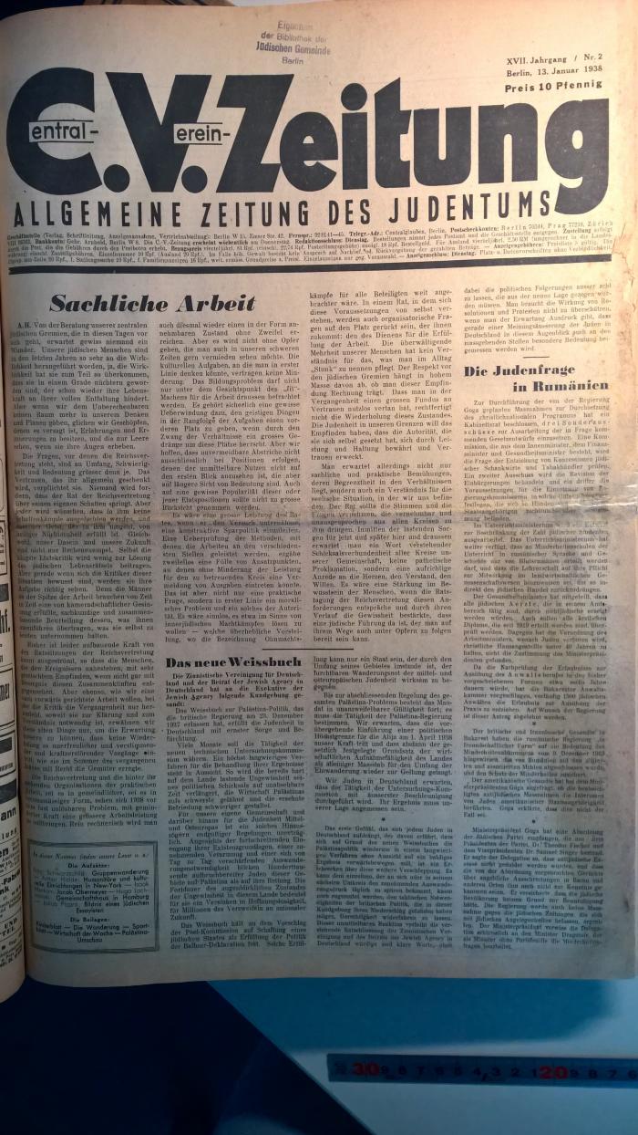 Folio M 1138 : Central-Verein-Zeitung (1938)