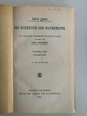 Em 565 (ausgesondert) : Die Elemente der Mathematik. Geometrie. (1909)