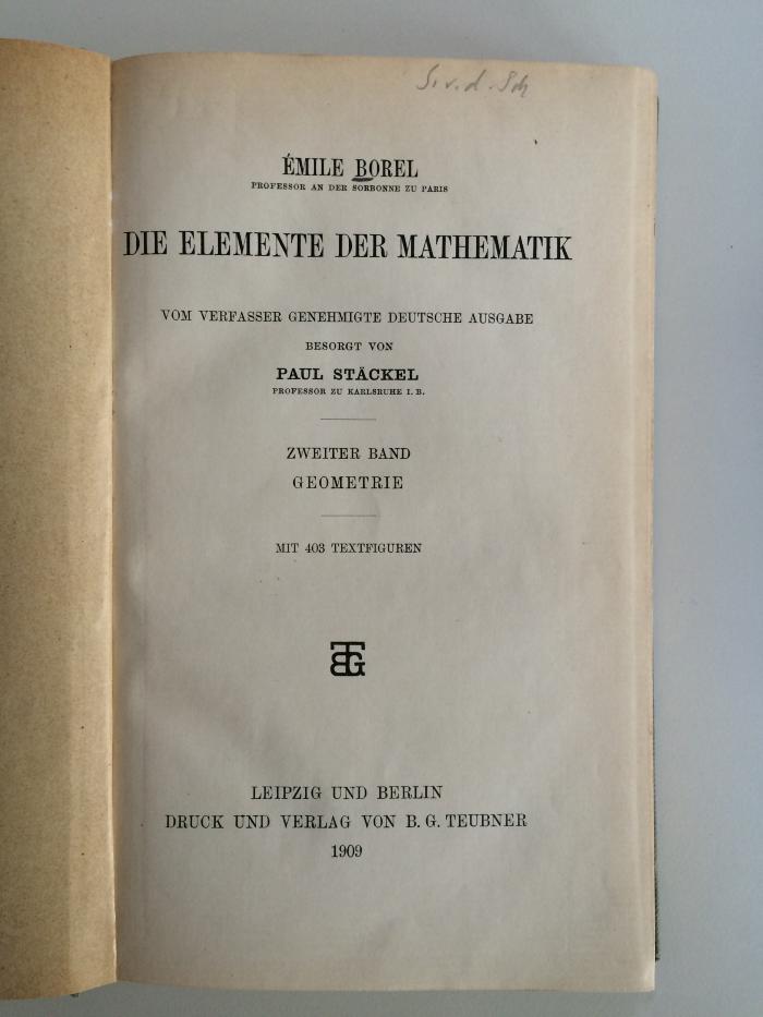 Em 565 (ausgesondert) : Die Elemente der Mathematik. Geometrie. (1909)
