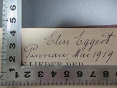 - (Eggert, Elise), Von Hand: Autogramm, Ortsangabe, Datum; 'Elise Eggert.
Pinnau, Mai 1919.'. 