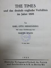 4 C 113 : The Times und das deutsch-englische Verhältnis im Jahre 1898 (1925)