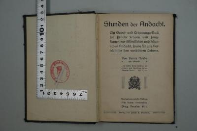  Stunden der Andacht. Ein Gebets- und Erbauungs-Buch für Israels Frauen und Jungfrauen zur öffentlichen und häuslichen Andacht, sowie fü alle Verhältnisse des weiblichen Lebens. (1911)