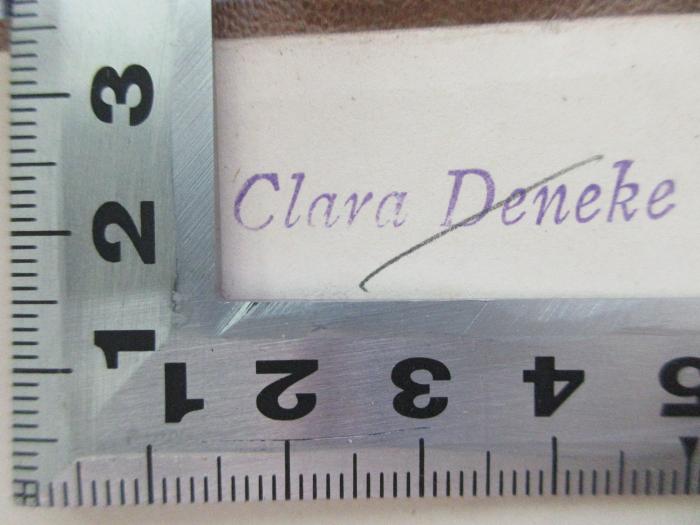 - (Deneke, Clara), Stempel: Name; 'Clara Deneke'. ;3 L 89 : Deutscher Volkshumor (1877)