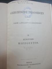 3 K 11/1-2 : Hippolytos : Der Mütter Bittgang (Hiketides). Herakles. (1899)
