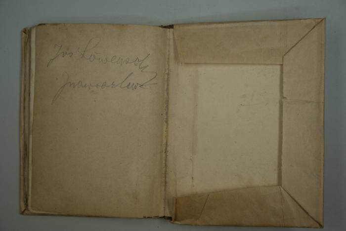 - (Löwensohn, Jos.), Von Hand: Name, Ortsangabe; 'Jos. Löwensohn
Juowrozlaw'. 