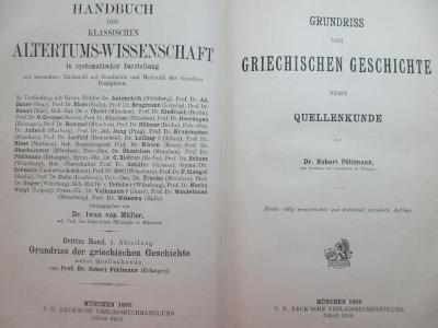 4 K 41&lt;2&gt;-3,4 : Grundriß der griechischen Geschichte nebst Quellenkunde (1896)