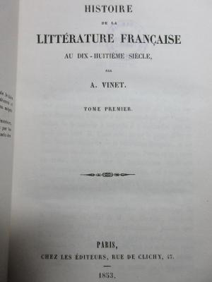 18 N 168-1/2 : Histoire de la littérature française au dix-huitième siècle (1853)